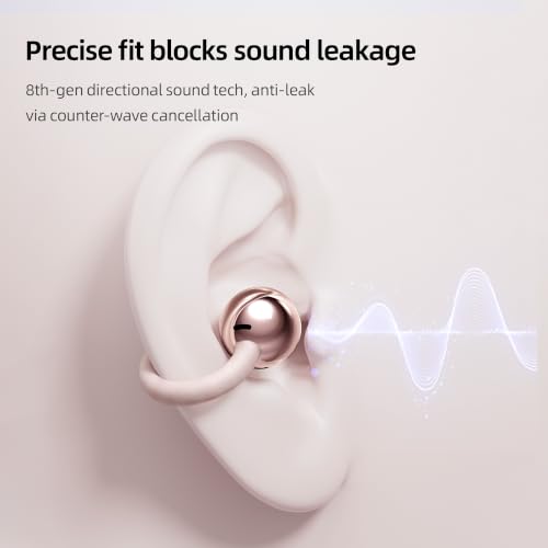 Open Ear Earbuds Clip On Headphones Wireless Earbuds for Workout(Rose Gold) - color: Rose Gold