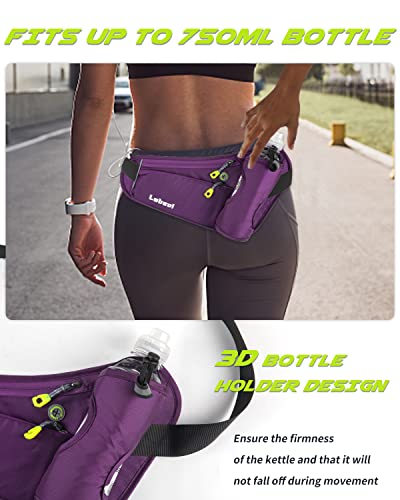 Labeol Running Belt, Waterproof Hydration Belt with Water Bottle Holder - color: Purple