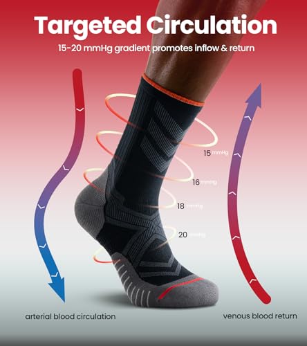 RUIXUE Compression Socks Men Women, Graduated 15-20mmHg Support Breathable for Travel Flight Running Cycling Daily Use - color: Black, size: Medium-Large