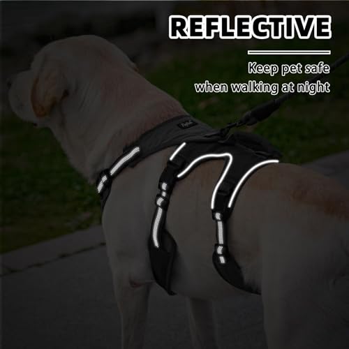 PUPTECK Escape Proof Dog Harness and Leash Set Upgraded No Pull Reflective Dog Vest with Lift Handle, Easy Control Pet Harness for Medium Large Dogs Training Walking Running - color: Grey/Black, size: Medium