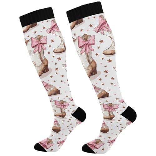 Pigsaly Red White Polka Dot Womens Compression Socks Athletic Tube Sock Knee High Socks Outdoor Sport Socks - color: M.2