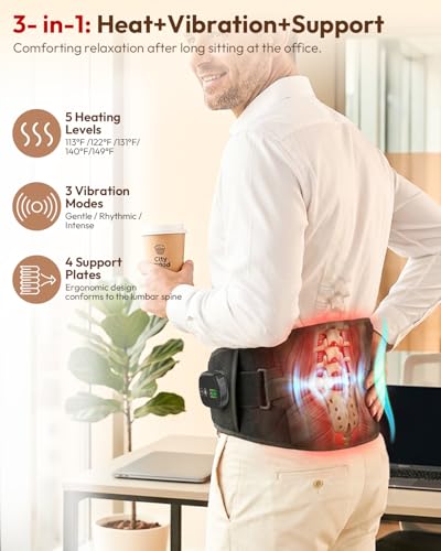 Cordless Heating Pad for Lower Back, Vibration Lumbar Wrap, 47 in