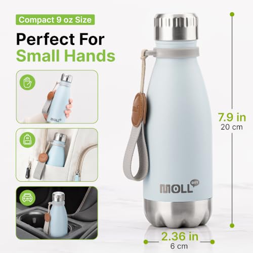 9 oz Stainless Steel Insulated Metal Water Bottle,Baby Blue - color: Baby Blue, size: 9 Ounces