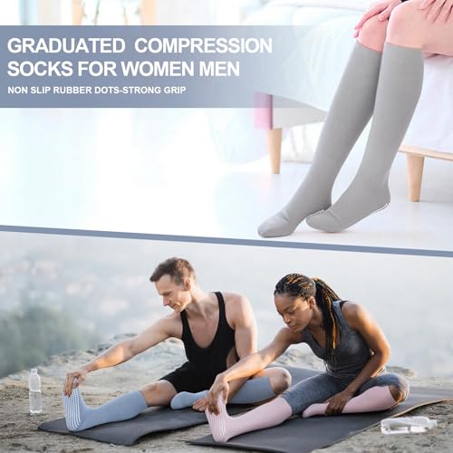 3 Pair Non Slip Compression Socks Women Men - color: Light Color, style: Minimalist