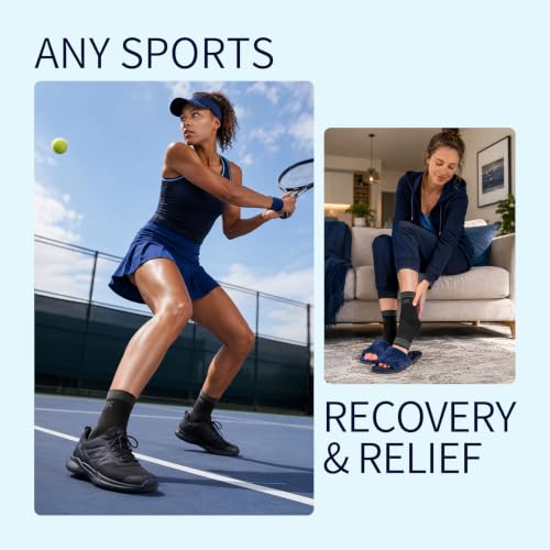 Adjustable Foot Socks, Ankle Brace Compression Support Sleeve with Silicone Gel, Arch Support - Boosts Recovery from Joint Pain, Sprain, Plantar Fasciitis (2pack/Black/XL) - size: XL