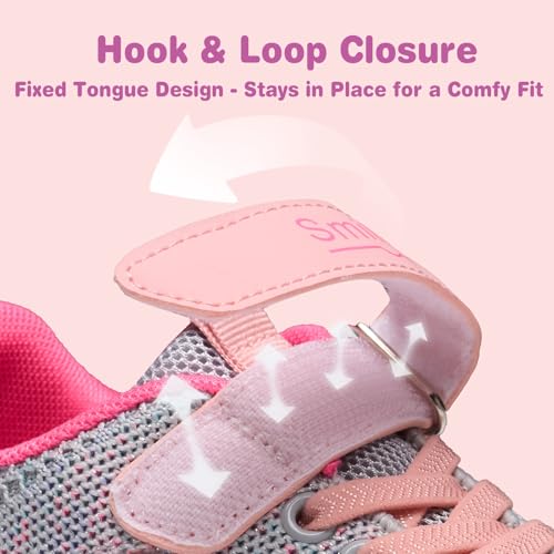 SMILIN Kids Girls Light Up Tennis Shoes, Breathable Lightweight Flashing Sneakers, Adorable Glowing Running Walking Gym Shoes for Toddler Little Kid