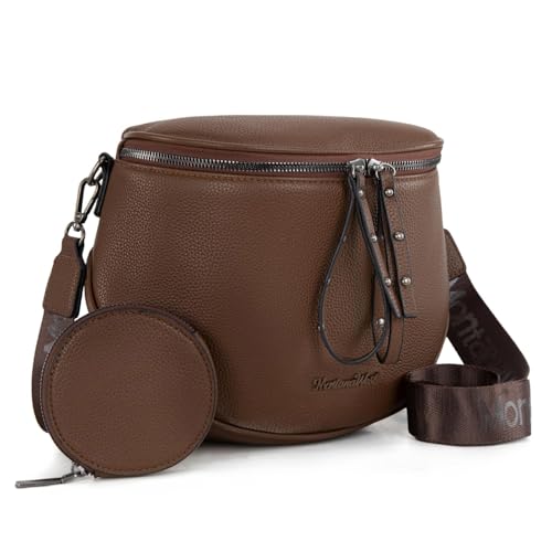 Montana West Crossbody Bag for Women, Vegan Leather Bum Bag with Coin Purse - color: Coffee