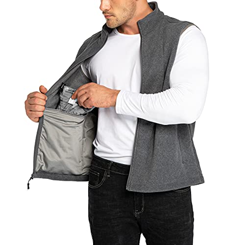 33,000ft Men's Fleece Vest Outerwear Lightweight Zip Up Sleeveless Jacket - color: Grey Heather, size: Small