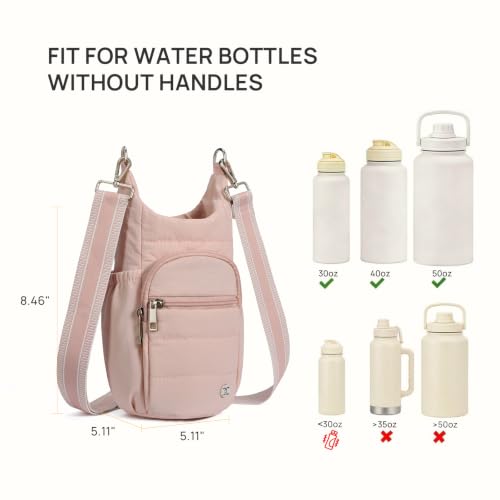 Telena Water Bottle Holder with Strap RFID Crossbody Bags for Women - color: Blush Pink