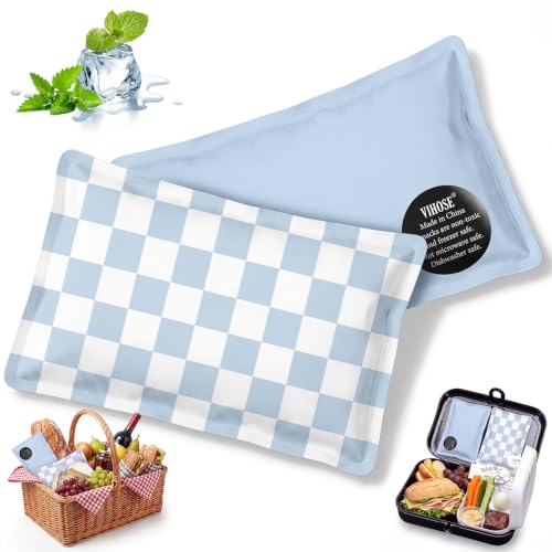 VIHOSE 2 Pcs Ice Packs for Lunch Box Bag - color: Blue, style: Checkerboard