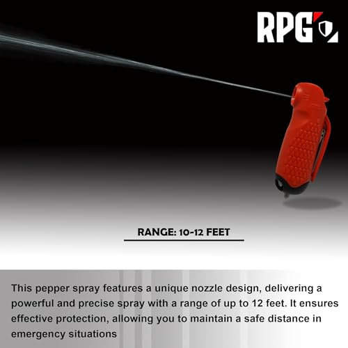 Pepper Spray, Self Defense OC Pepper Spray Keychain, 12 ft Range, 0.5 fl oz - color: Scarlet Red