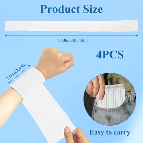 4-Pack Ice Pack Straps,35.5"x3"Elastic Ice Pack Wrap Holder with Hook&Loop - color: White