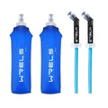 WRELS TPU Running Water Bottle with Straw for Hydration Vest Pack BPA-Free - color: 500ml*2 Dark blue+straw*2