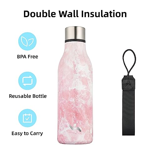 Konokyo 18 oz Insulated Stainless Steel Metal Water Bottle with Strap - color: Blossom, size: 18 Ounces