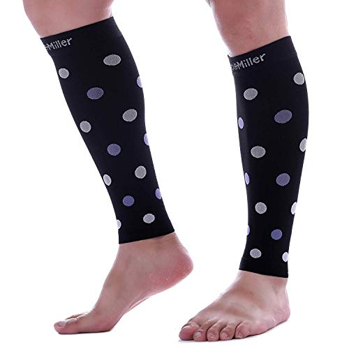 Doc Miller Calf Compression Sleeves 20-30 mmHg for Women & Men, 1 Pair - color: Black/Violetwhite, size: Small