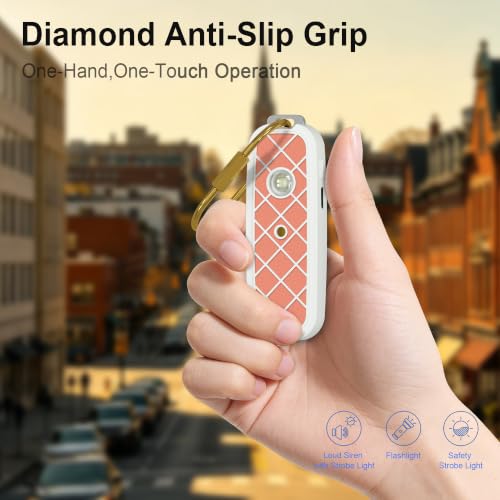 130dB Personal Safety Alarm for Women & College Girls - 240 Min Siren, Dual Activation (Pin & Button), Locking Pin, LED Strobe, Rechargeable Anti-Slip Grip (Tangerine) - color: Tangerine