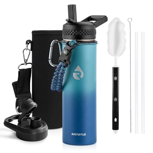 RAYMYLO Insulated Water Bottle 20 oz, Triple Wall Vacuum Stainless Steel - color: Cyan Blue, size: 20 Ounces