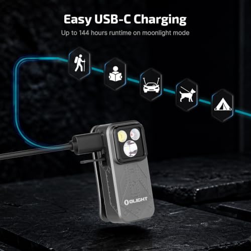 OLIGHT Oclip Pro Rechargeable EDC Clip-on Flashlight, Phantom Squadron - color: Gray