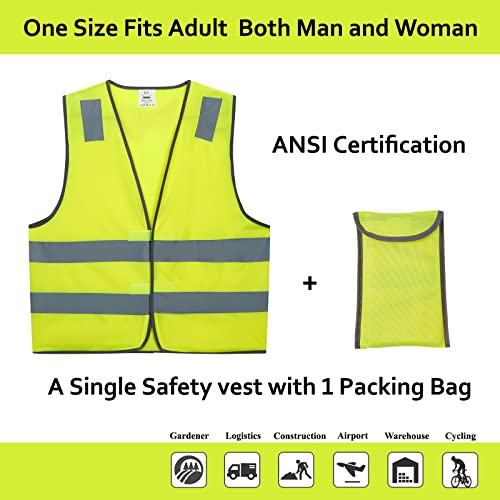 Safety Vests 10 Pack - Yellow Reflective High Visibility Construction ANSI Class 2 Work Vest for Men,Woman,Hi Vis Vest Mesh and Neon Silver Strip - color: Yellow