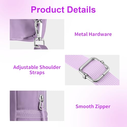 Babysun Mini Backpack Keychain Wristlet Pouch Small Change Coin Purse Cute Zipper Wallet With 3 RFID Card Slots For Women/Men Airpods Cosmetics - color: Purple-L