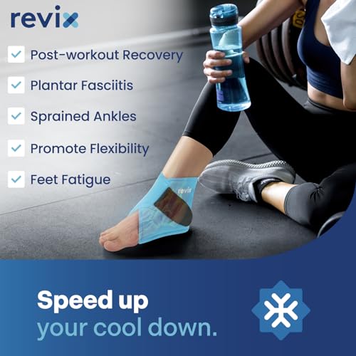 REVIX Ankle Ice Pack Wrap – Reusable Cold Compression for Foot Discomfort, Ice Wrap for Feet Swelling and Recovery 45-Minute Long-Lasting Gel Ice Packs Reusable with Ice Grid Gel Design