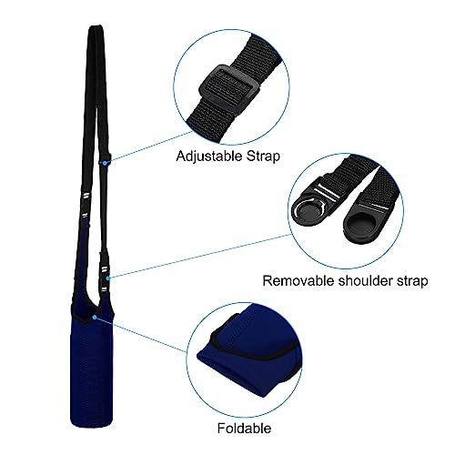 PATIKIL Water Bottle Sling Bag, Neoprene Portable Insulated Bottle Holder Carrier with Removable Adjustable Shoulder Straps - color: Navy Blue
