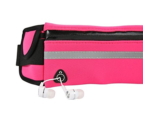 Dimok Running Belt Waist Pack - Water Resistant Runners Belt Fanny Pack for Hiking Fitness – Adjustable Running Pouch for Phones iPhone Android - color: Pink