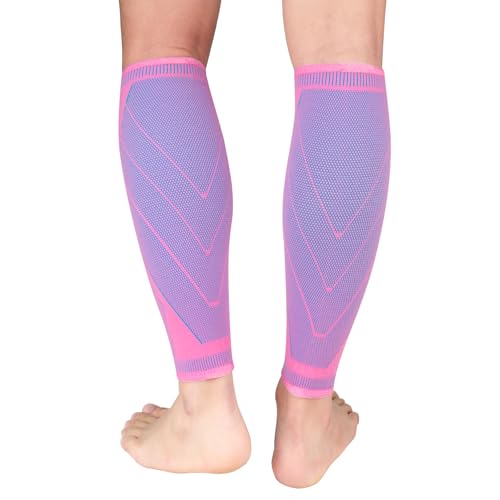 NuCamper Calf Compression Sleeve, Footless Compression Socks for Men Women - color: Pink, size: Medium