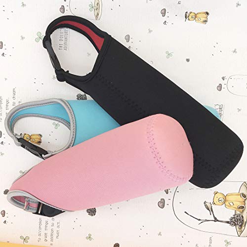 Kvvdi 3 Pack 16 oz - 21 oz Neoprene Water Bottle Sleeve 16.9oz Portable Bottle Cooler Cover Holder Strap for Outdoor - color: Black, Pink, Blue