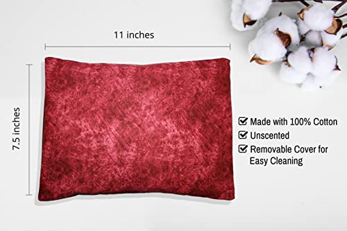Microwavable Corn Filled Heating Pad and Cold Pack/Washable 100% Cotton Cover (Etched - Burgundy, 7.5in W x 11in L) - size: 7.5in W x 11in L, style: Etched - Burgundy