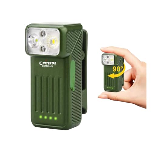 Mini EDC Flashlight 90°Rotatable Clip‑on Light Magnetic Pocket Work Light - color: Green