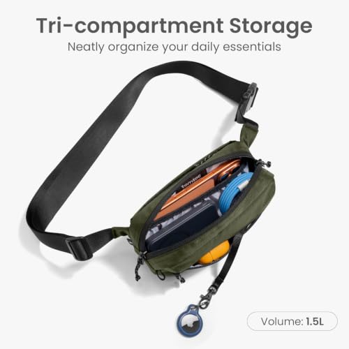 tomtoc 1.5L Sling Bag with RFID Blocking Crossbody Chest Pack for Men Women - color: Green, size: 1.5L