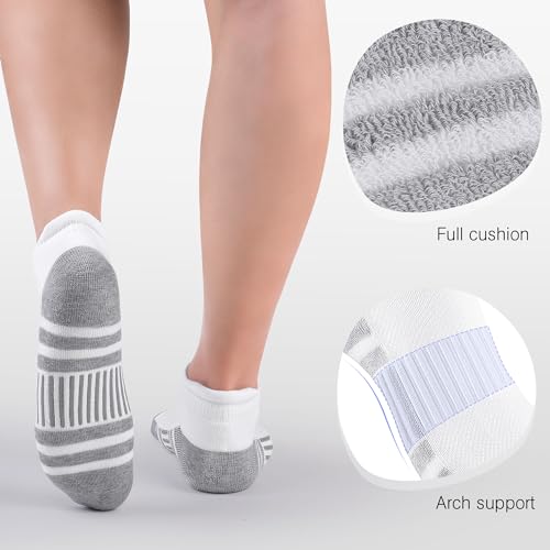 Felicigeely Athletic Running Ankle Socks Cushioned Low Cut Men Women 6 Pack - color: White, size: 6-9