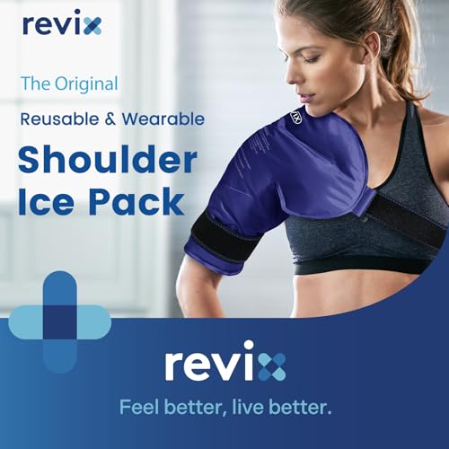 REVIX Shoulder Ice Pack Wrap for Rotator Cuff, Reusable Gel Cold Pack - size: Standard, style: Navy
