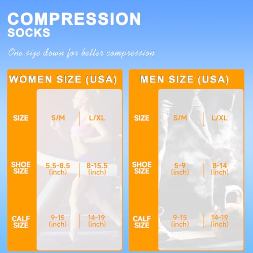 bropite Compression Socks For Women&Men,6 Pairs 20-30 mmHg Knee-High Socks - color: 10 Greendandelion 28, size: Large-X-Large