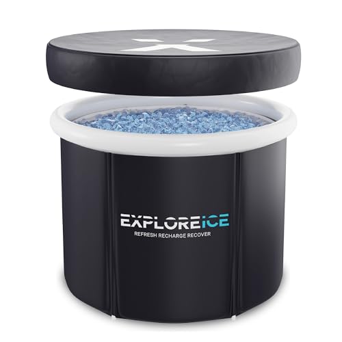 Explore Ice Bath Pro Max XL Cold Plunge Barrel Tub, Black/White, 100 Gallon