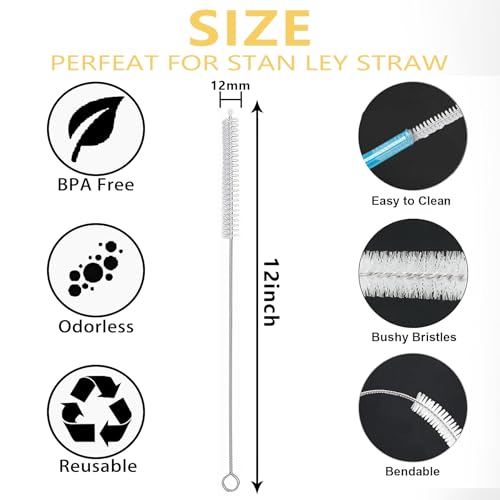 LEDUO 12 Straw Cleaner Brushes for Stanley 40 oz 30 oz 20 64 oz Tumbler Mug