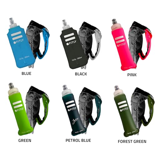 FITLY Handheld Running Water Bottle with Strap, 350ml Soft Flask