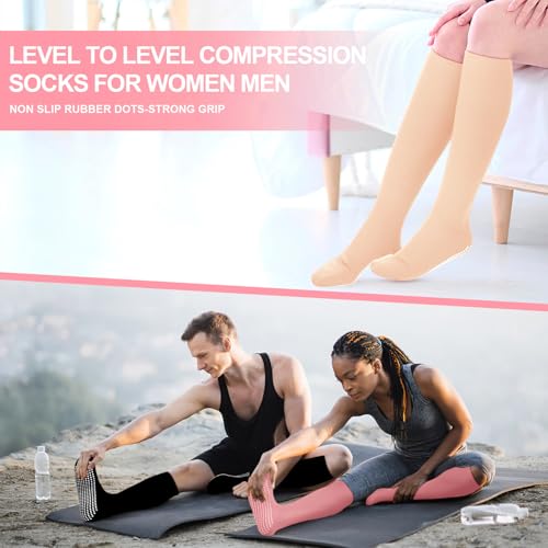 3 Pair Non Slip Compression Socks Women Men - color: Natural Tone, style: Minimalist