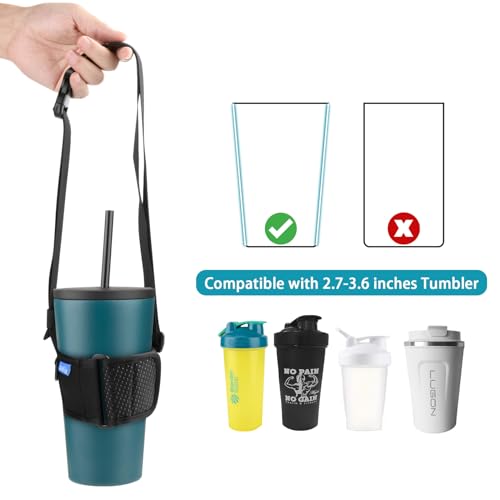 Xxerciz Tumbler Carrier Holder Water Bottle Holder with Adjustable Shoulder Strap Portable Water Bottle Sling for Walking - color: Shoulder Strap