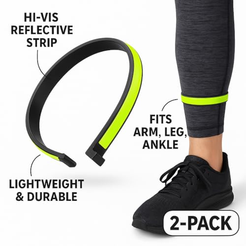 Home & Style 2-Pack Reflective Safety Bands – Hi-Vis Arm, Leg, Ankle Straps for Night Running, Cycling, Walking – Lightweight Clip-On Reflector Gear for Outdoor Work & Sports