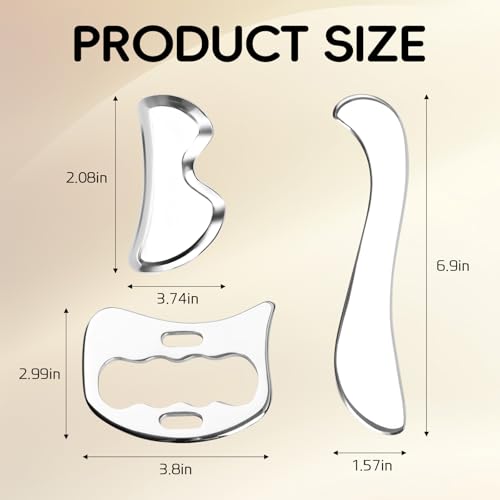 Medical Stainless Steel Gua Sha Muscle Scraper Tool-3 in 1 - style: 3‑PIECE SET