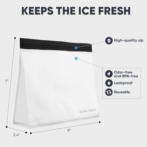 BERLINZO Reusable Ice Storage Bag - Freezer Safe Leak Proof Silicone and Plastic-Free Lunch Bag for Ice and Food Storage - BPA-Free - 2 Pack - size: 2-pack
