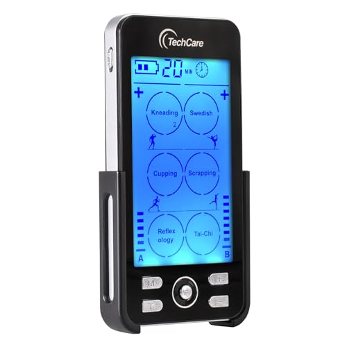 Rechargeable TENS EMS Muscle Stimulator, Dual Channel Electric Pulse Massager for Back & Neck Muscle Recovery and Pain Relief - color: Black