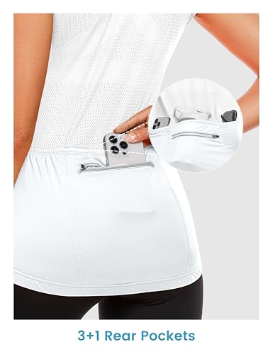Little Donkey Andy Women's Breathable Cycling Vests full Zip Reflective Sleeveless Jerseys Running Biking Shirts 4 Pockets - color: White, size: Medium