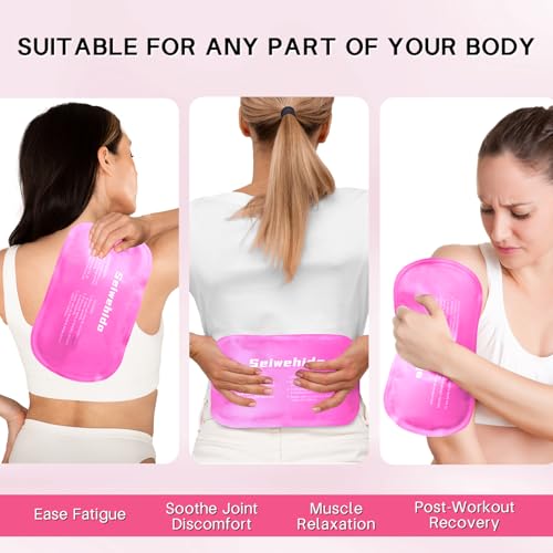 Ice Packs for Injuries Reusable Gel 2 Hot Cold Compress Therapy Pack - color: Hot Pink, size: Large 12 x 6 Inch