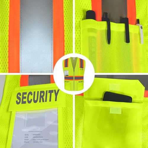 Security Vest for Security Guard, Hi Vis Safety Vest, Yellow, S - color: Yellow-security, size: Small