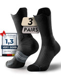 Juclise Men's Compression Running Crew Socks, 3 Pairs - color: Classic Black, size: Small