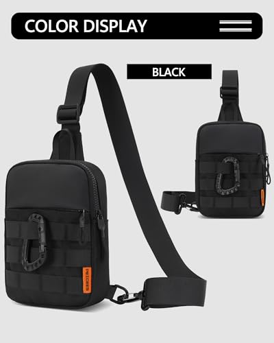 Peicees Crossbody Bag for Men Mini Sling Bag Anti Theft Purse, Black - color: Black