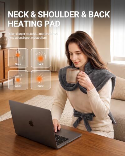 Electric Heating Pad for Neck Shoulder: 33x24in, ETL Certified - color: Medium Grey